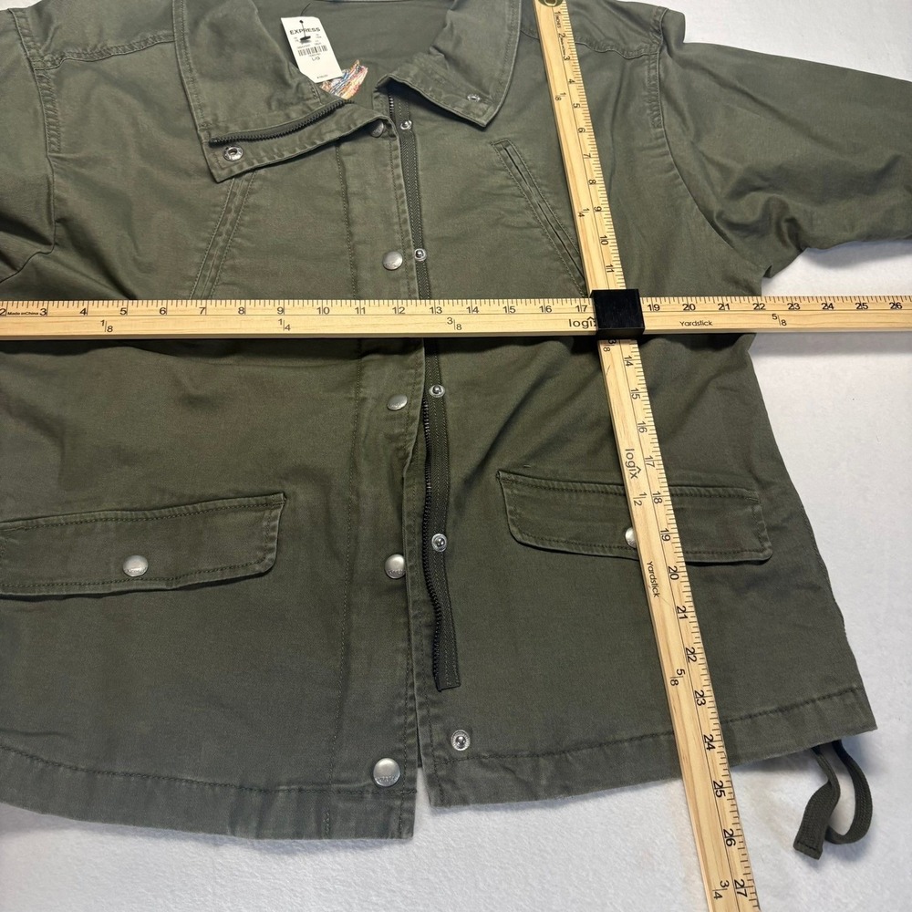NWT Express Utility Jacket L Olive Green Embroidered Parrot Lace-Up Military New - Picture 5 of 8